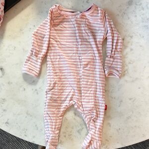 Magnetic Me Pink and White Striped Footie